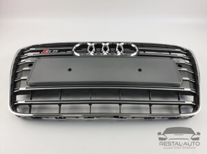 Тюнинг Решетка радиатора Audi A5 2011-2016год Серая с хромом (в стиле S-Line)