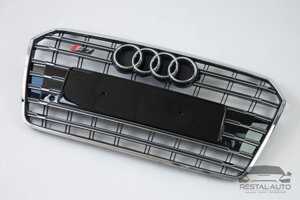 Тюнинг Решетка радиатора Audi A7 2014-2017год Черная с хромом (в стиле S-Line)