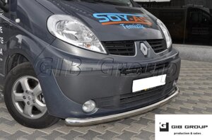 Защита переднего бампера (одинарная нержавеющая труба - одинарный ус) Opel Vivaro (01-13)