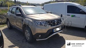 Захист переднього бампера (одинарна труба нержавіюча - одинарний вус) Renault Duster (18+)