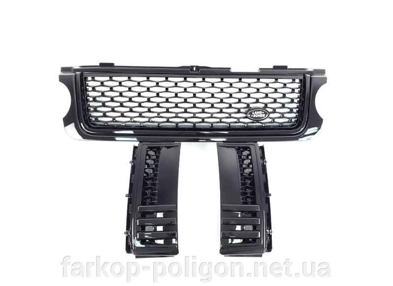 Решетка радиатора с жабрами Range Rover Vogue 2010-2012 г. (черная глянцевая)