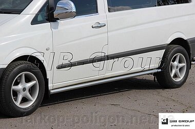 Пороги бічні труби Mercedes-Benz Vito (04-21) D60 з накладками коротка база від компанії Інтернет-магазин тюнінгу «Safety auto group» - фото 1