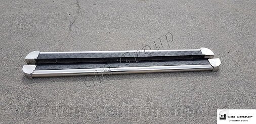 Пороги бічні труби з листом Hyundai Creta (14+) D42 Silver-black-inside від компанії Інтернет-магазин тюнінгу «Safety auto group» - фото 1