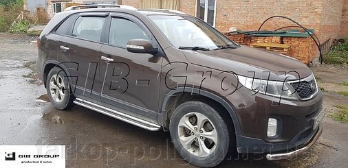 Пороги бічні труби з листом KIA Sorento (02-18) D51 від компанії Інтернет-магазин тюнінгу «Safety auto group» - фото 1