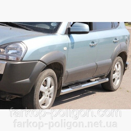 Пороги із труб для Hyundai Tucson (JM) з 2004р. від компанії Інтернет-магазин тюнінгу «Safety auto group» - фото 1