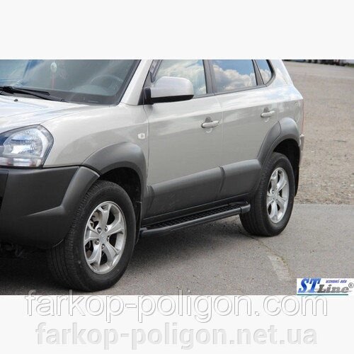 Пороги майданчика для Hyundai Tucson (JM) з 2004р. від компанії Інтернет-магазин тюнінгу «Safety auto group» - фото 1