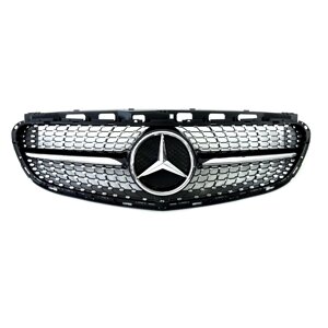 Решітка радіатора на Mercedes E-Class W212 з 2013-2016 р. (Diamond, Чорна з хром вставками)