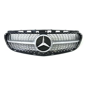 Решітка радіатора на Mercedes E-Class W212 з 2013-2016 р. (Diamond, Сіра з хром вставками)