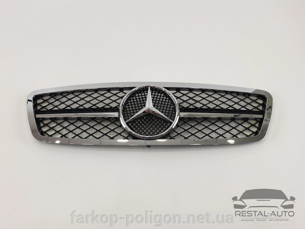 Решітка радіатора Mercedes C-Class W203 2000-2007 р. (AMG стиль, хром з чорними вставками) від компанії Інтернет-магазин тюнінгу «Safety auto group» - фото 1