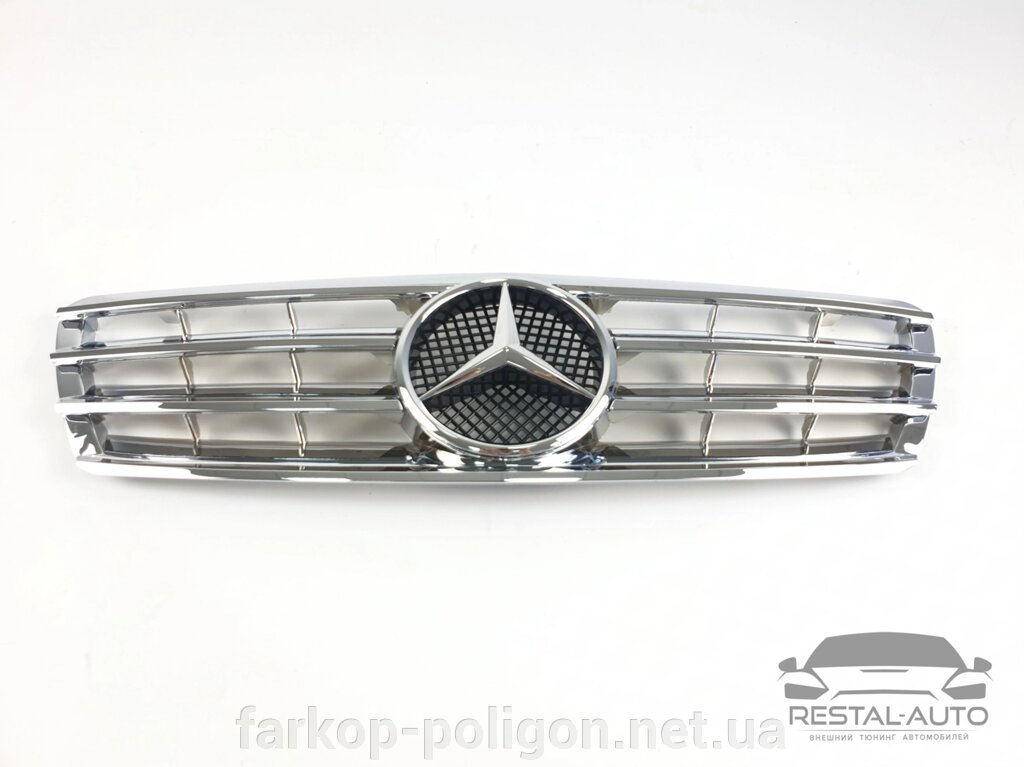 Решітка радіатора Mercedes C-Class W203 2000-2007 рік (CL стиль, хром) від компанії Інтернет-магазин тюнінгу «Safety auto group» - фото 1