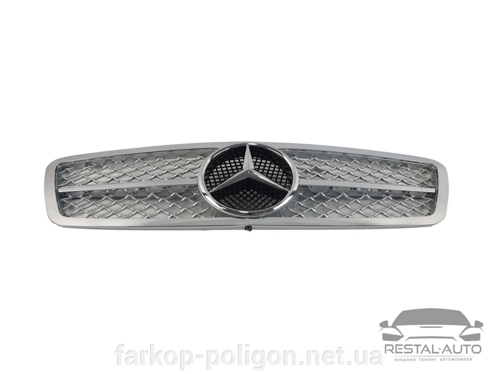 Решітка радіатора Mercedes C-Class W203 (AMG стиль, Хром з сірим) від компанії Інтернет-магазин тюнінгу «Safety auto group» - фото 1