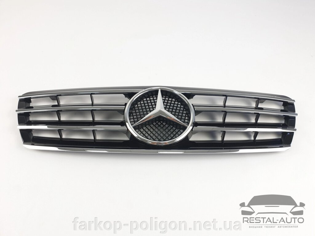 Решітка радіатора Mercedes C-Class W203 (CL стиль, чорна глянцева з хром вставками) від компанії Інтернет-магазин тюнінгу «Safety auto group» - фото 1