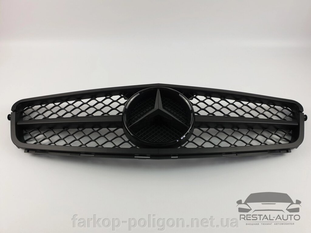 Решітка радіатора Mercedes C-Class W204 2007-2014 рік (SL Black Matte) від компанії Інтернет-магазин тюнінгу «Safety auto group» - фото 1