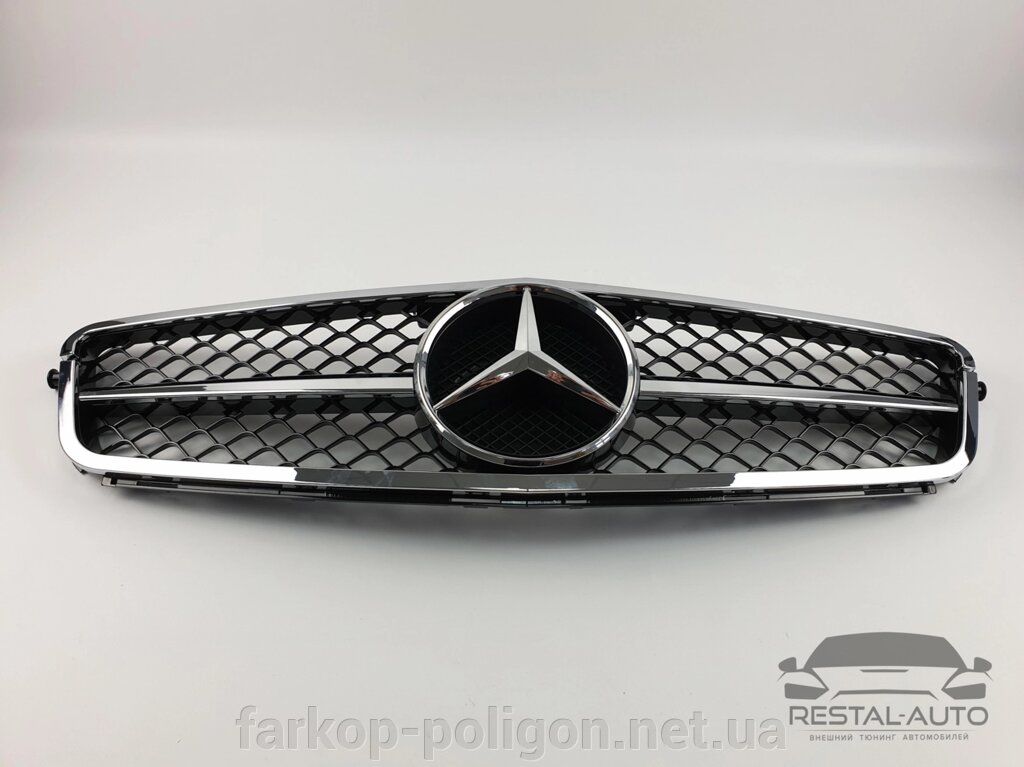 Решітка радіатора Mercedes C-Class W204 2007-2014 рік (SL Chrome Black) від компанії Інтернет-магазин тюнінгу «Safety auto group» - фото 1