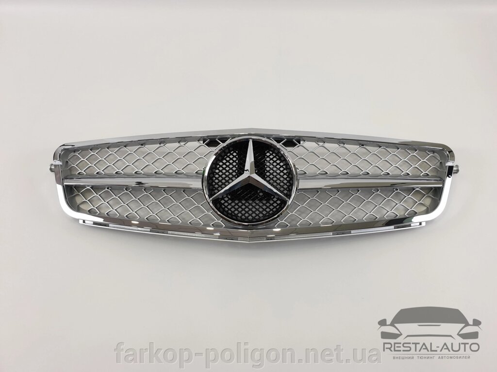 Решітка радіатора Mercedes C-Class W204 2007-2014 рік (SL Silver) від компанії Інтернет-магазин тюнінгу «Safety auto group» - фото 1