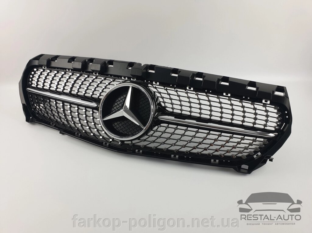 Решітка радіатора Mercedes CLA-Class C117 з 2013-2017 р. (Diamond, чорна з хром вставками) від компанії Інтернет-магазин тюнінгу «Safety auto group» - фото 1