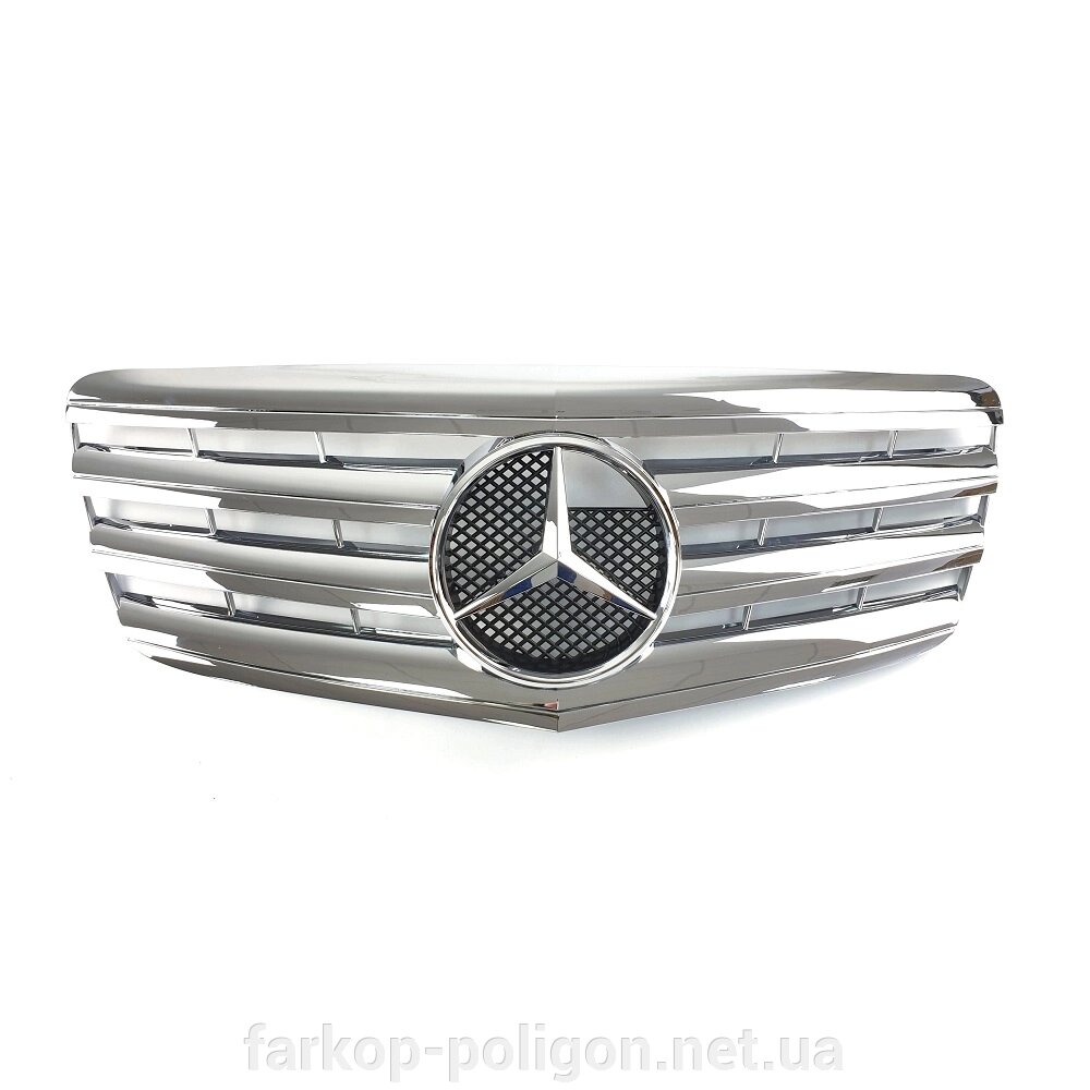 Решітка радіатора Mercedes E-class W211 з 2006-2009 р. (AMG стиль, Хром) від компанії Інтернет-магазин тюнінгу «Safety auto group» - фото 1