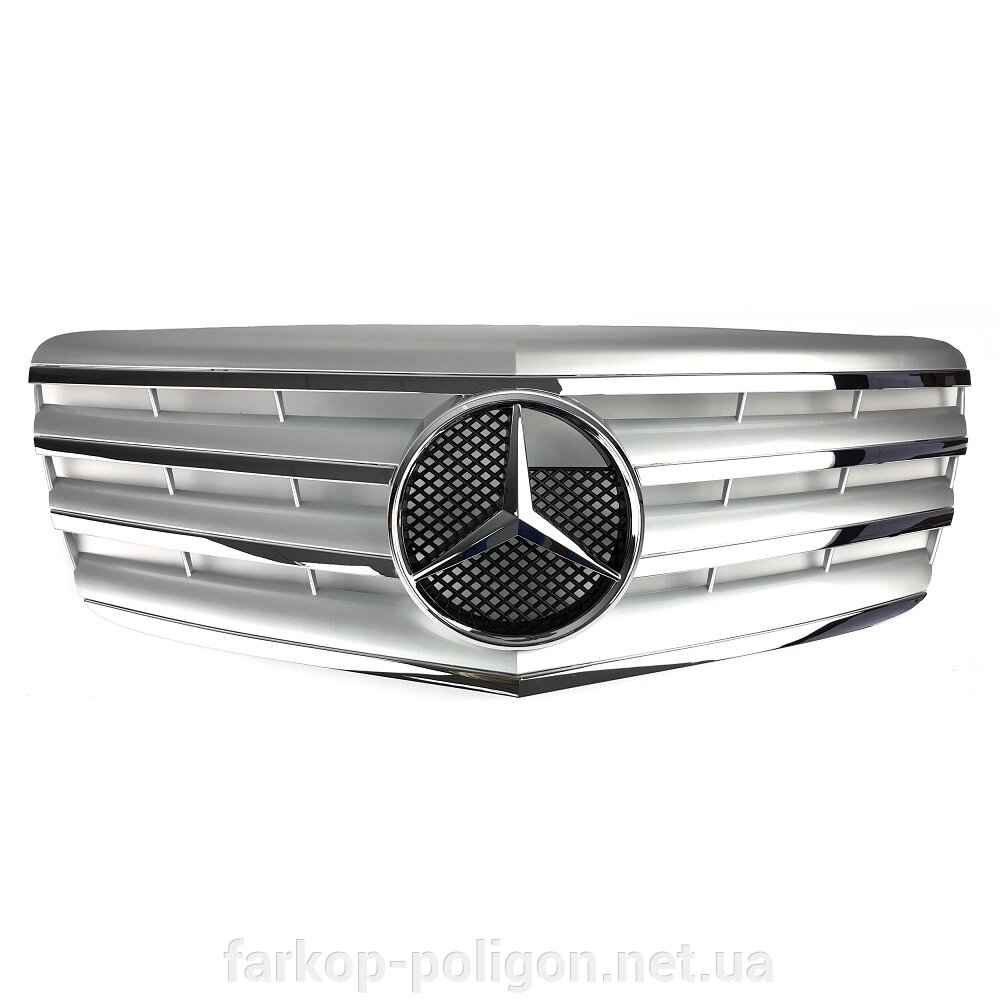 Решітка радіатора Mercedes E-class W211 з 2006-2009 р. (AMG стиль, Сіра з хром вставками) від компанії Інтернет-магазин тюнінгу «Safety auto group» - фото 1