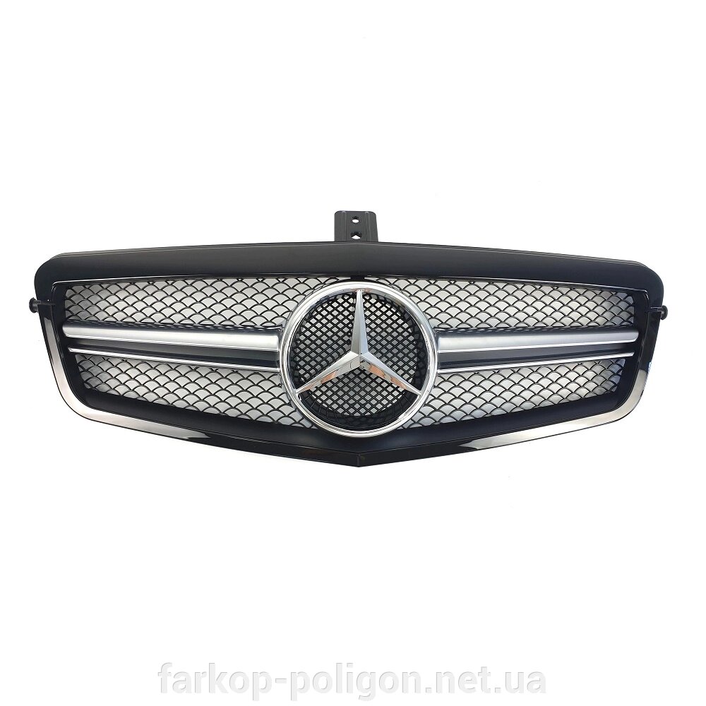 Решітка радіатора Mercedes E-Class W212 з 2009-2013 р. (AMG стиль, Сіра з чорною рамкою) від компанії Інтернет-магазин тюнінгу «Safety auto group» - фото 1