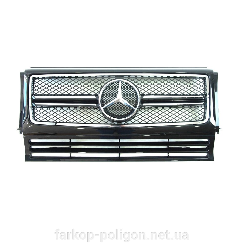 Решітка радіатора Mercedes G-Class W463 з 1990-2018 р. (У стилі AMG, Чорна з хром вставками) від компанії Інтернет-магазин тюнінгу «Safety auto group» - фото 1