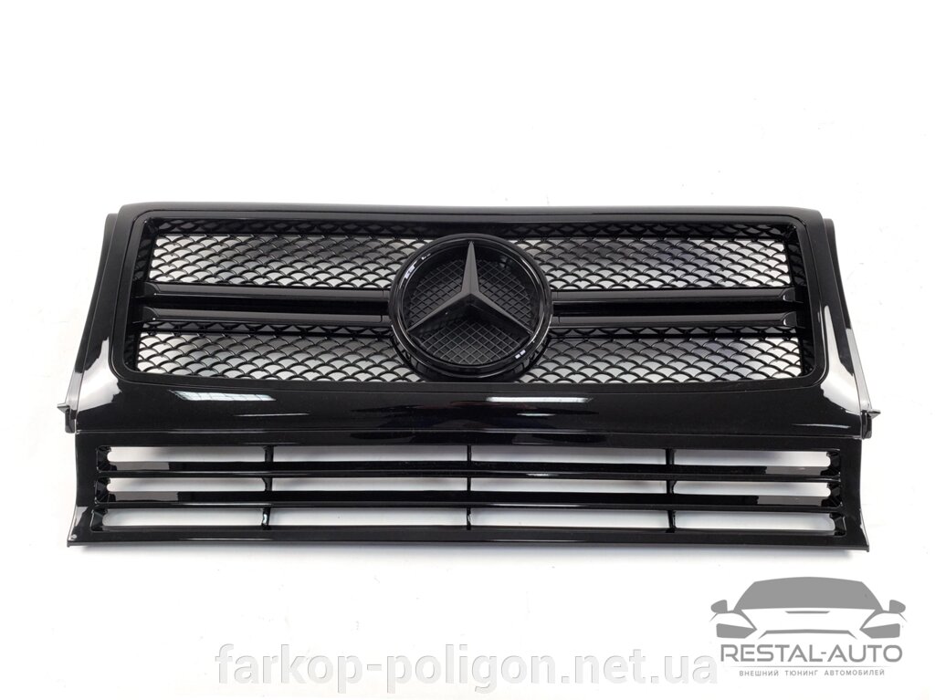 Решітка радіатора Mercedes G-Class W463 з 1990-2018 р. (в стилі AMG, Чорна глянцева) від компанії Інтернет-магазин тюнінгу «Safety auto group» - фото 1