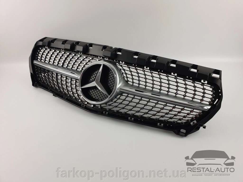 Решітка радіатора на Mercedes CLA-Class C117 з 2013-2017 р. (Diamond, Сіра з хром вставками) від компанії Інтернет-магазин тюнінгу «Safety auto group» - фото 1