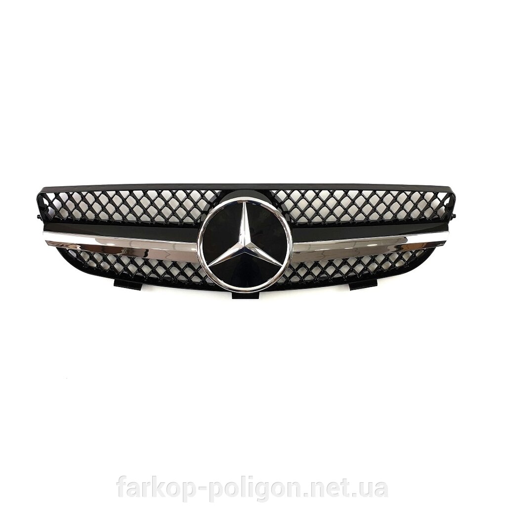 Решітка радіатора на Mercedes CLK-Class W209 з 2002-2009 р. (SL-Look, Чорна з хром смужкою) від компанії Інтернет-магазин тюнінгу «Safety auto group» - фото 1