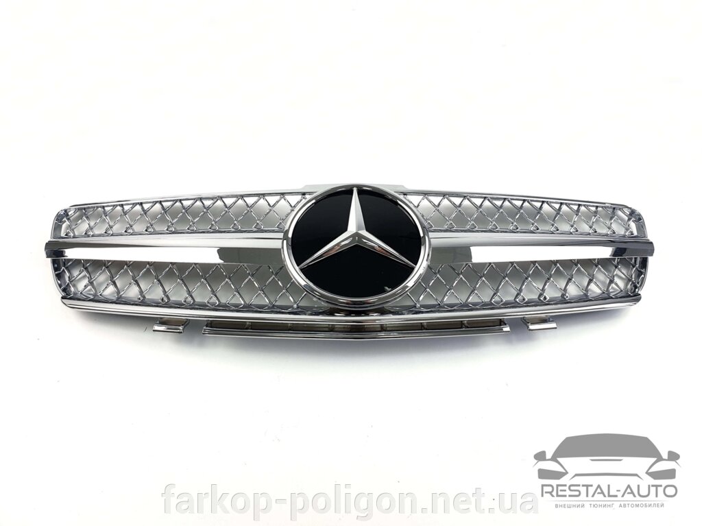 Решітка радіатора на Mercedes SL-Class R230 2001-2006 рік AMG стиль (Хром) від компанії Інтернет-магазин тюнінгу «Safety auto group» - фото 1