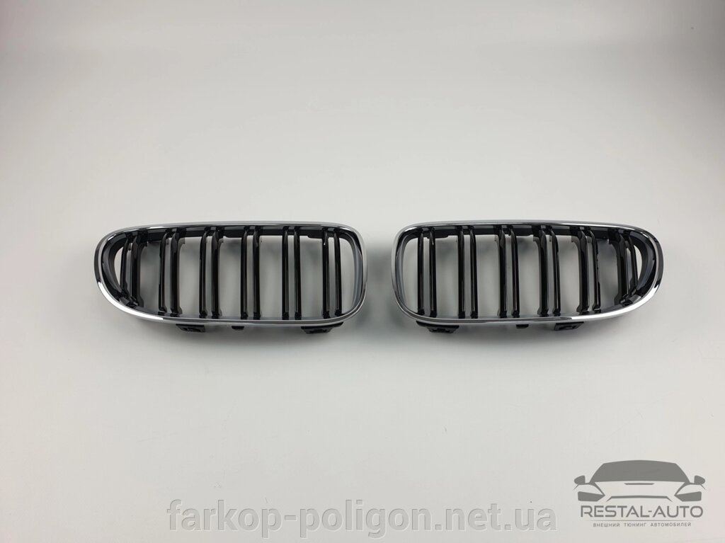 Решітка радіатора ніздрі BMW 3 E92/E93 2010-2013рік Чорні Глянцеві Хром Рамка від компанії Інтернет-магазин тюнінгу «Safety auto group» - фото 1