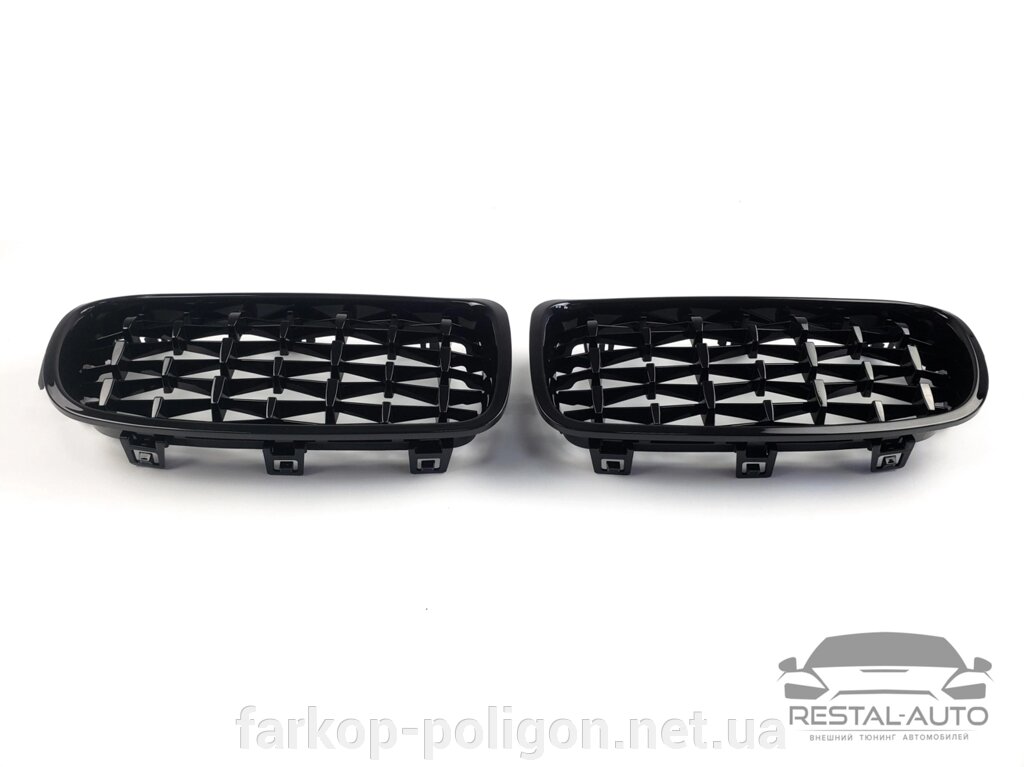 Решітка радіатора ніздрі BMW 3 F30/F31 2012-2018 Diamond All Black від компанії Інтернет-магазин тюнінгу «Safety auto group» - фото 1