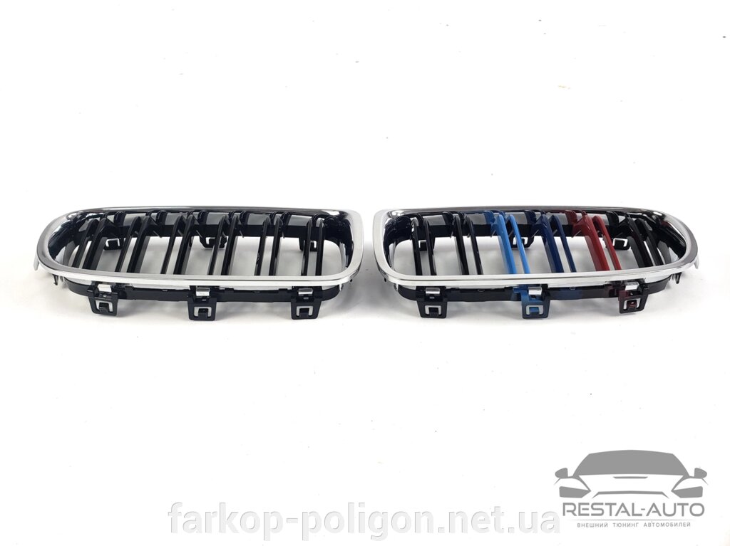 Решітка радіатора ніздрі BMW 3 F30/F31 2012-2019рік Чорні Глянцеві Хром рамка М-Стиль від компанії Інтернет-магазин тюнінгу «Safety auto group» - фото 1