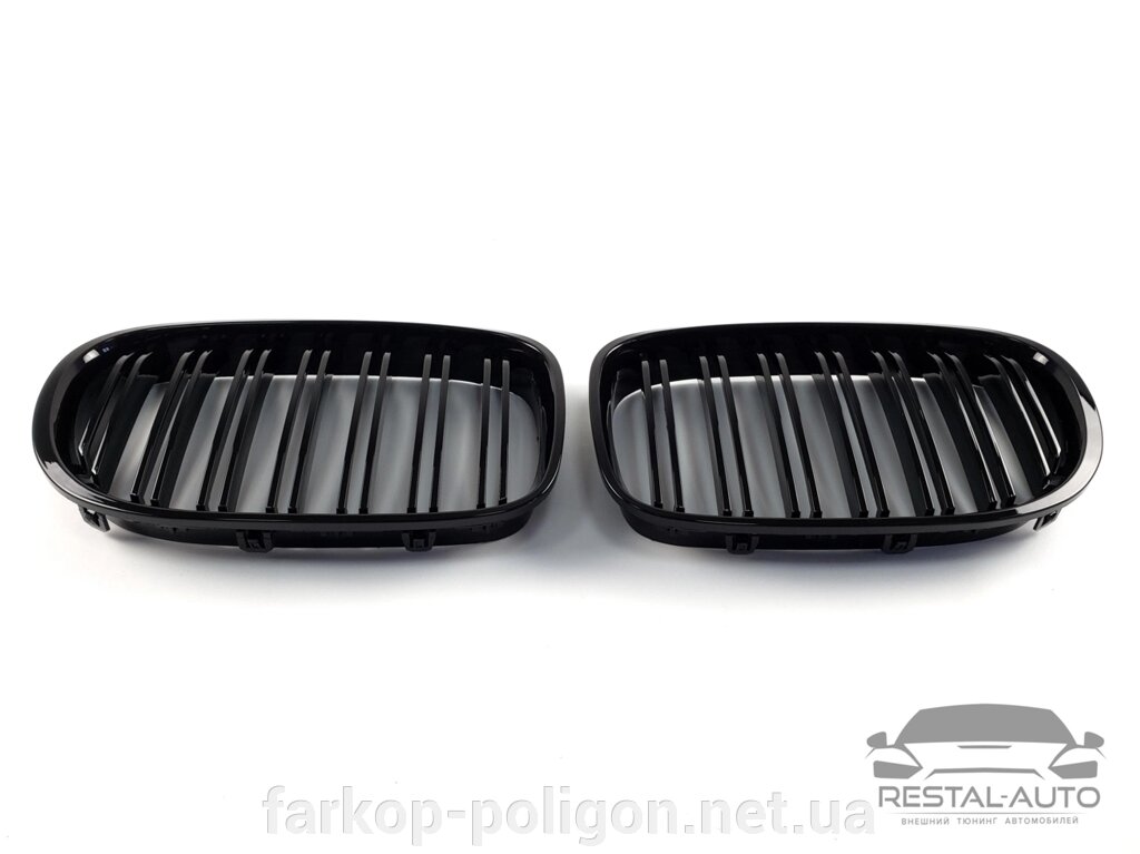 Решітка радіатора ніздрі BMW 7 F01/F02 2008-2015 рік Чорні Глянцеві (подвійні M-Look) від компанії Інтернет-магазин тюнінгу «Safety auto group» - фото 1