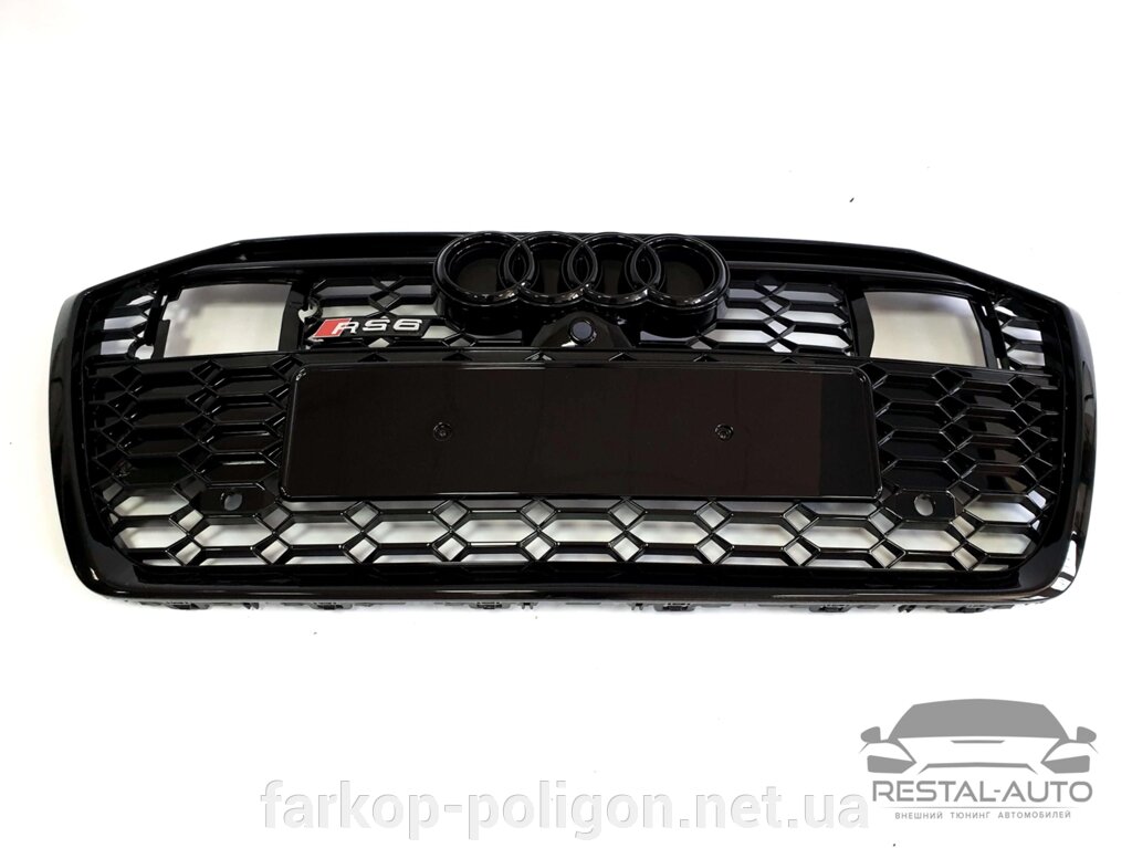 Решітка радіатора в стилі RS на Audi A6 C8 2018-2021 року (Чорна під дистроник) від компанії Інтернет-магазин тюнінгу «Safety auto group» - фото 1