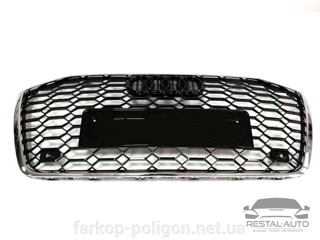 Решітка радіатора в стилі RS на Audi A6 C8 2018-2021 року (Чорна з хромом) від компанії Інтернет-магазин тюнінгу «Safety auto group» - фото 1