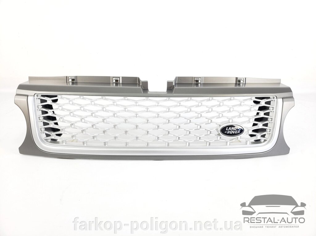 Решітка радіатора зі зябрами на Range Rover Sport 2009-2013 рік Сіра з білим від компанії Інтернет-магазин тюнінгу «Safety auto group» - фото 1