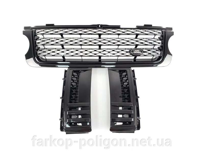 Решітка радіатора зі зябрами Range Rover Vogue L322 2010-2012 р. (чорна) від компанії Інтернет-магазин тюнінгу «Safety auto group» - фото 1