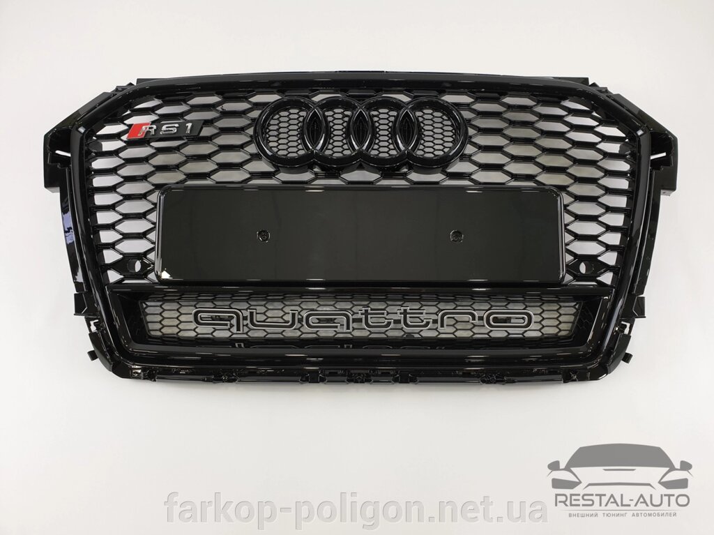 Тюнінг Грати радіатора Audi A1 2014-2019 р. Чорна з емблемою QUATTRO (в стилі RS) від компанії Інтернет-магазин тюнінгу «Safety auto group» - фото 1