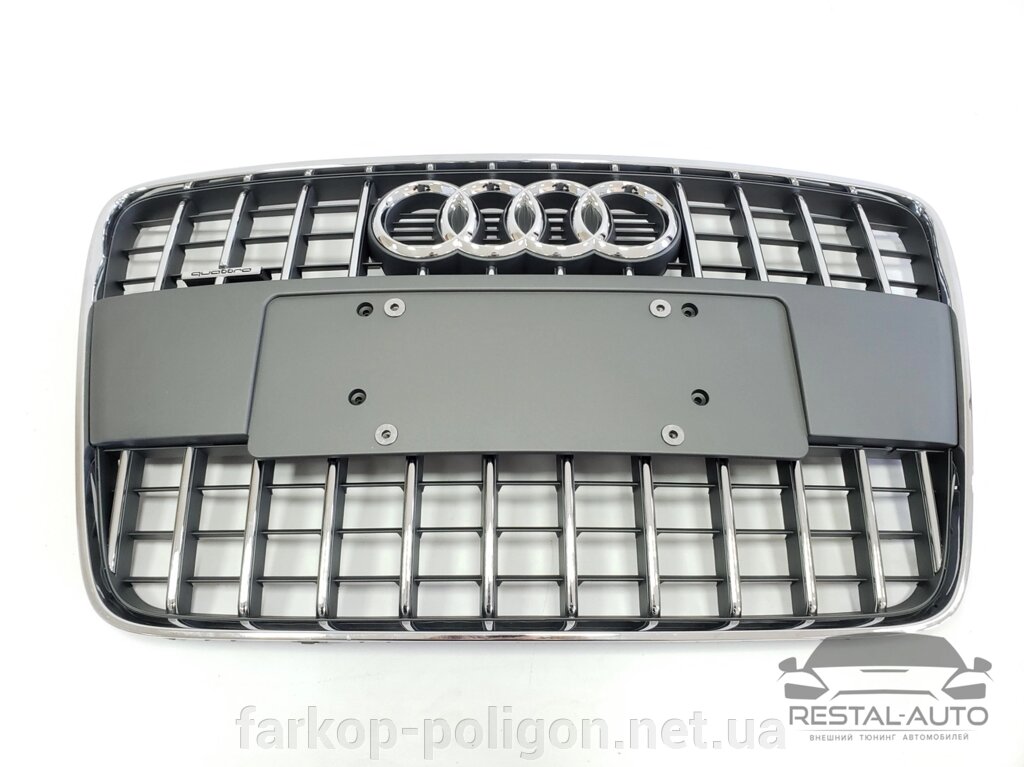 Тюнінг Грати радіатора Audi Q7 2009-2015 рік Сіра з хромом (в стилі S-Line) від компанії Інтернет-магазин тюнінгу «Safety auto group» - фото 1