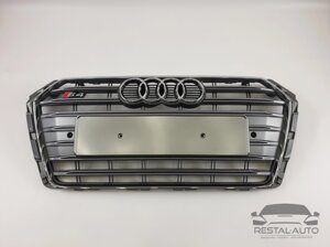 Тюнінг Решітка радіатора Audi A4 2015-2019 рік Сіра з хромом (в стилі S-Line)