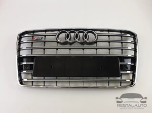 Тюнінг Решітка радіатора Audi A8 2014-2017 рік Чорна з хромом (у стилі S-Line)