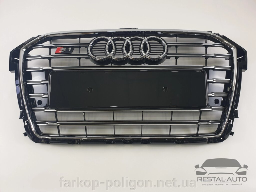 Тюнінг Решітка радіатора Audi A1 2014-2019 р. Чорна з хромом (у стилі S-Line) від компанії Інтернет-магазин тюнінгу «Safety auto group» - фото 1