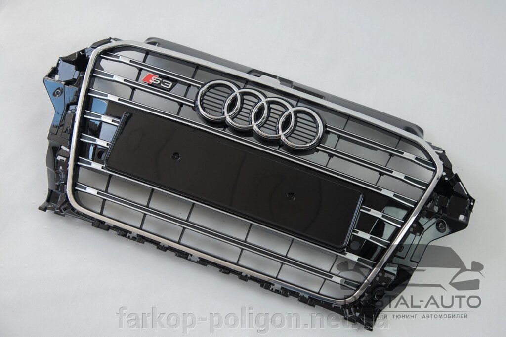 Тюнінг Решітка радіатора Audi A3 2013-2016 рік Чорна з хромом (у стилі S-Line) від компанії Інтернет-магазин тюнінгу «Safety auto group» - фото 1