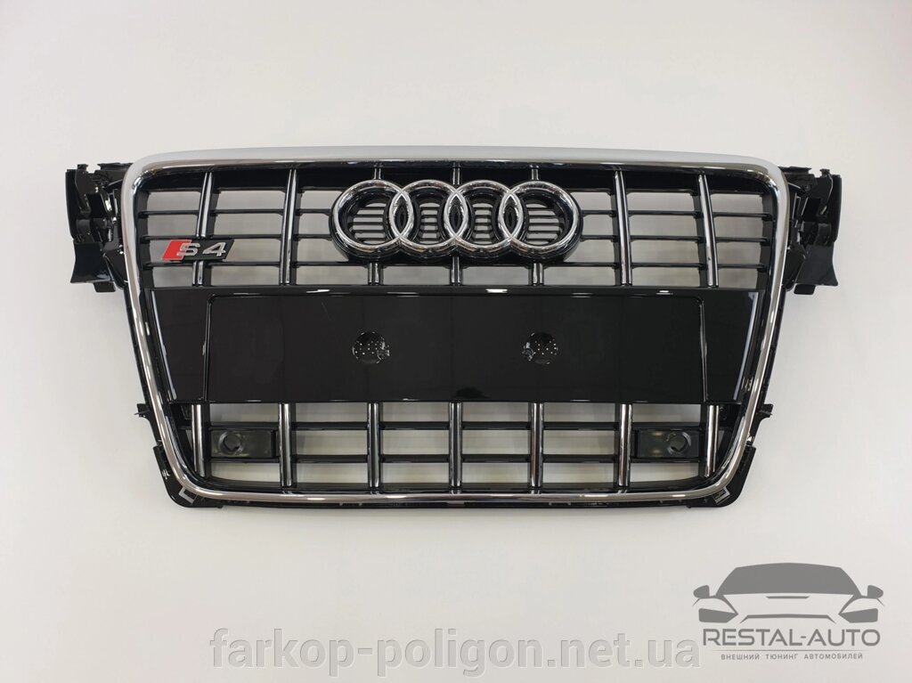 Тюнінг Решітка радіатора Audi A4 2007-2011 рік Чорна з хромом (в стилі S-Line) від компанії Інтернет-магазин тюнінгу «Safety auto group» - фото 1