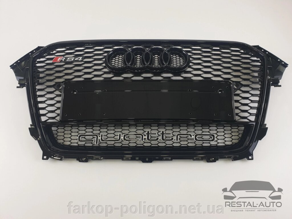 Тюнінг Решітка радіатора Audi A4 2011-2015 рік Чорна з емблемою QUATTRO (в стилі RS) від компанії Інтернет-магазин тюнінгу «Safety auto group» - фото 1
