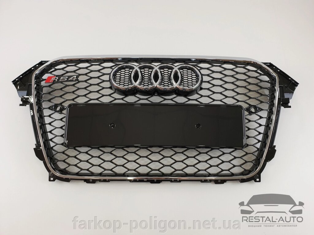Тюнінг Решітка радіатора Audi A4 2011-2015 рік Чорна з хром рамкою (в стилі RS) від компанії Інтернет-магазин тюнінгу «Safety auto group» - фото 1