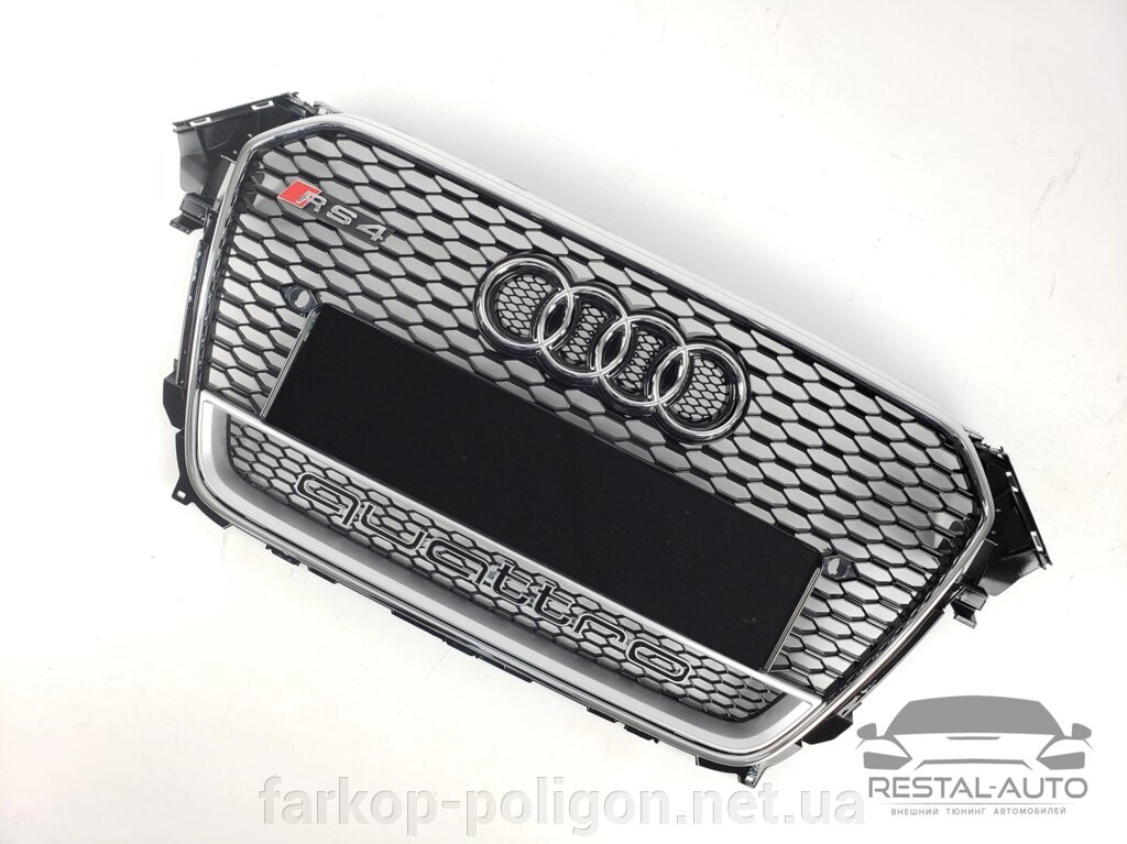 Тюнінг Решітка радіатора Audi A4 2011-2015 рік Чорна з хромом QUATTRO (в стилі RS) від компанії Інтернет-магазин тюнінгу «Safety auto group» - фото 1