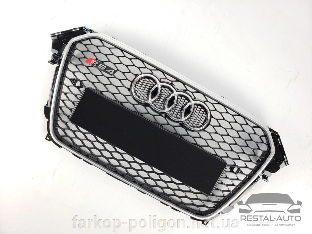 Тюнінг Решітка радіатора Audi A4 2011-2015 рік Чорна з сірою рамкою (в стилі RS) від компанії Інтернет-магазин тюнінгу «Safety auto group» - фото 1