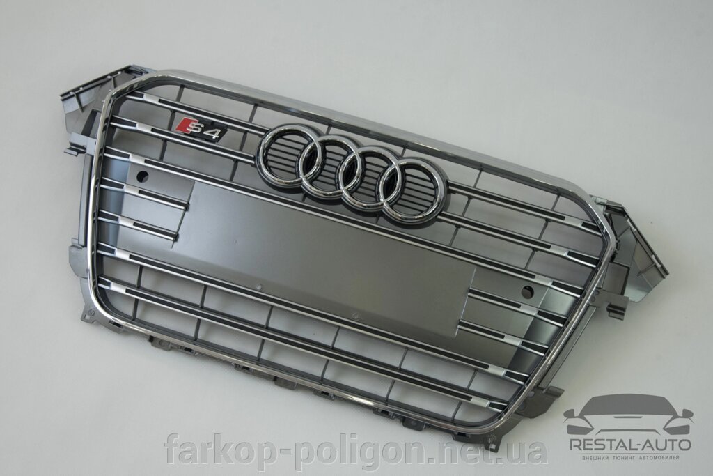 Тюнінг Решітка радіатора Audi A4 2011-2015 рік Сіра з хромом (в стилі S-Line) від компанії Інтернет-магазин тюнінгу «Safety auto group» - фото 1