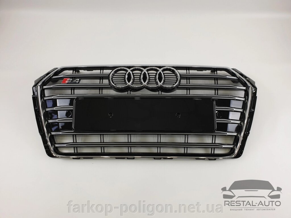 Тюнінг Решітка радіатора Audi A4 2015-2019 рік Чорна з хромом (в стилі S-Line) від компанії Інтернет-магазин тюнінгу «Safety auto group» - фото 1