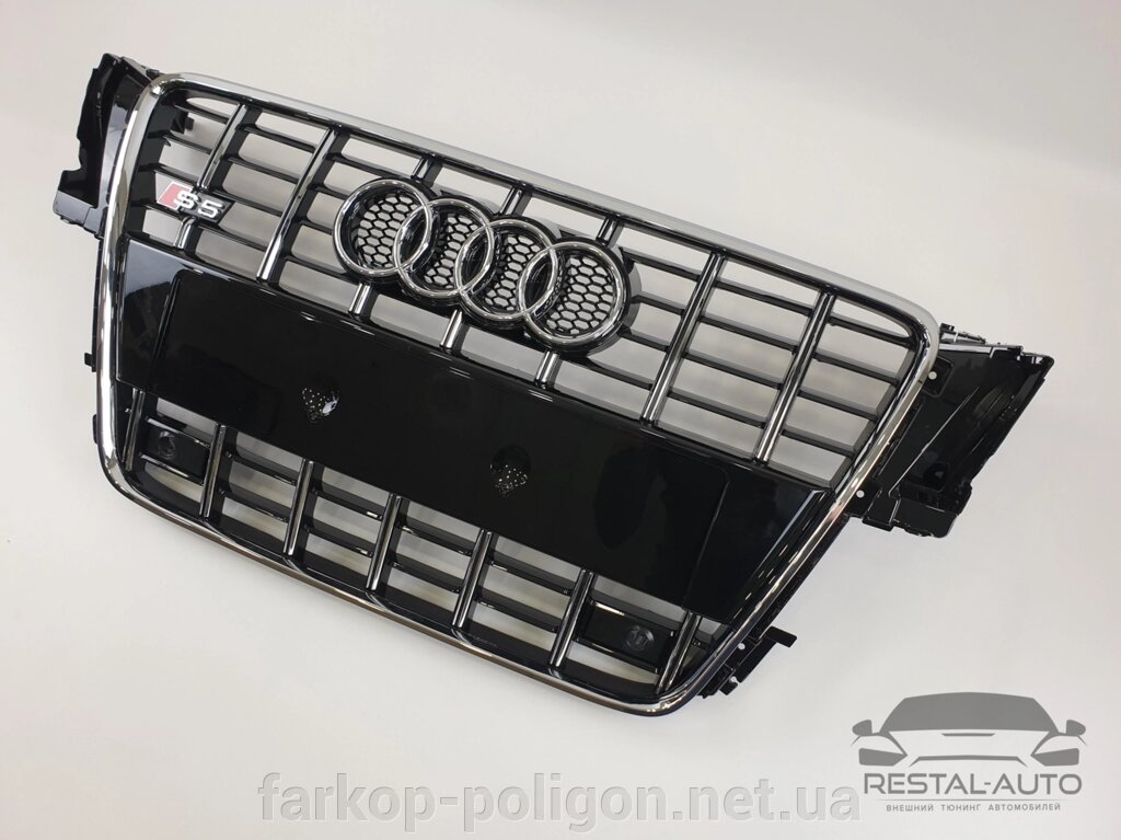 Тюнінг Решітка радіатора Audi A5 2007-2011 рік Чорна з хромом (у стилі S-Line) від компанії Інтернет-магазин тюнінгу «Safety auto group» - фото 1
